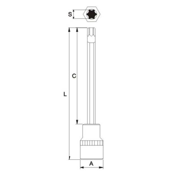 Бита-головка 1/2" TORX T45х200мм длинная JTC