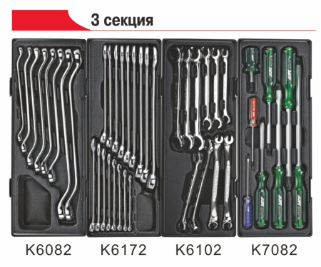 Тележка инструментальная 7 секций (JTC-3931) с набором инструментов 225 предметов JTC-3931+225