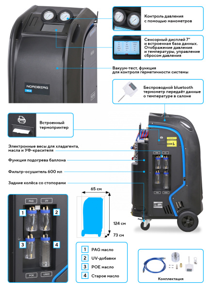 Установка автомат для заправки и диагностики автомобильных кондиционеров с принтером NF21