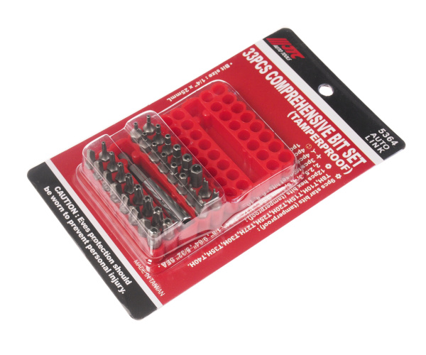Набор бит 1/4" TORX, HEX, SPANNER с магнитным держателем 33 предмета в боксе JTC